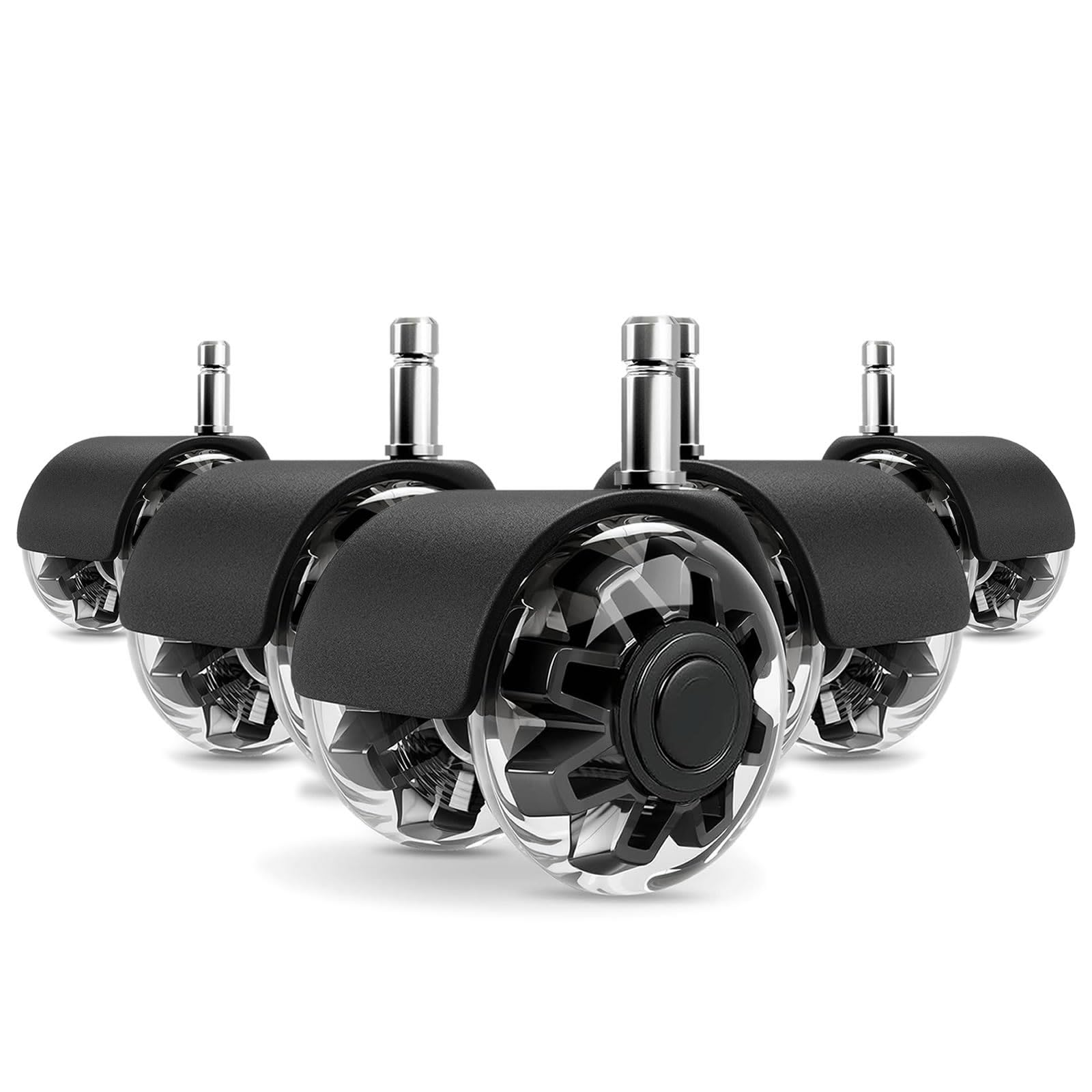 Office Chair Wheels Replacement Rubber Chair Casters For Hardwood Floors And Carpet, Set Of 5, Heavy Duty Casters For Chairs To