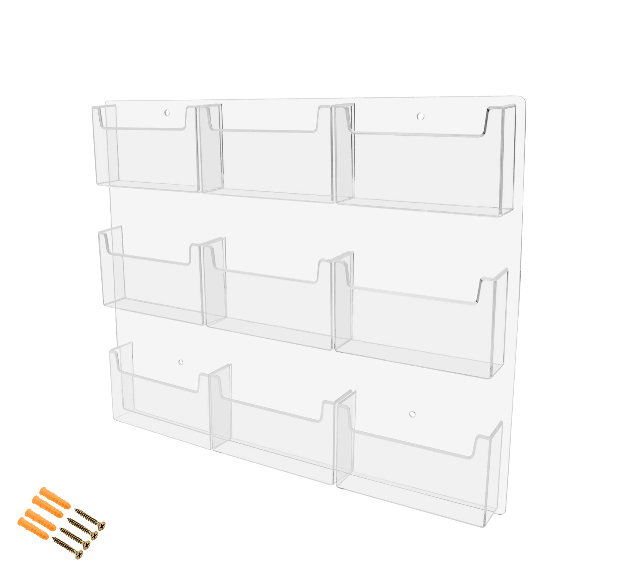 Marketing Holders Post Card Holder Acrylic 9 Pocket Holds 6 Printed Media Hanging Hardware Included Use at Art Galleries Hotels 