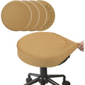 Buyue 4 Pcs Bar Stool Covers, Luxury Fabric Dia.14-16' Round Stretchy Crease-Resistant Washable Jacquard Dustproof Stool Seat Slipcover, M-Ocher-Set Of 4