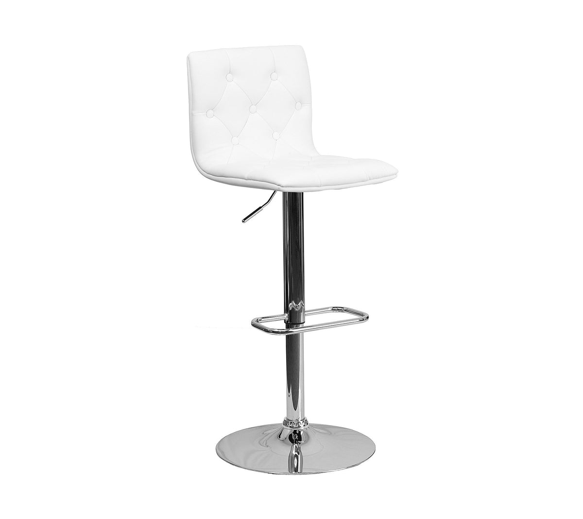 Flash Furniture Tufted Vinyl Adjustable Height Barstool White