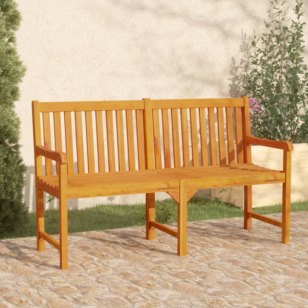 vidaXL Solid Acacia Wood Patio Bench - Weather-Resistant and Durable Outdoor Seating with Easy Maintenance and Comfortable Armrests and Backrest, Oil-Finished Brown Bench