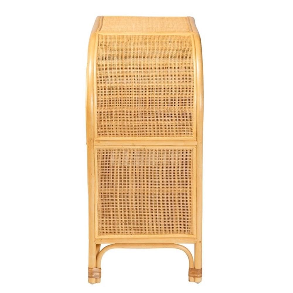 bali & pari Ovalet 2-Door Modern Rattan Sideboard in Natural Brown