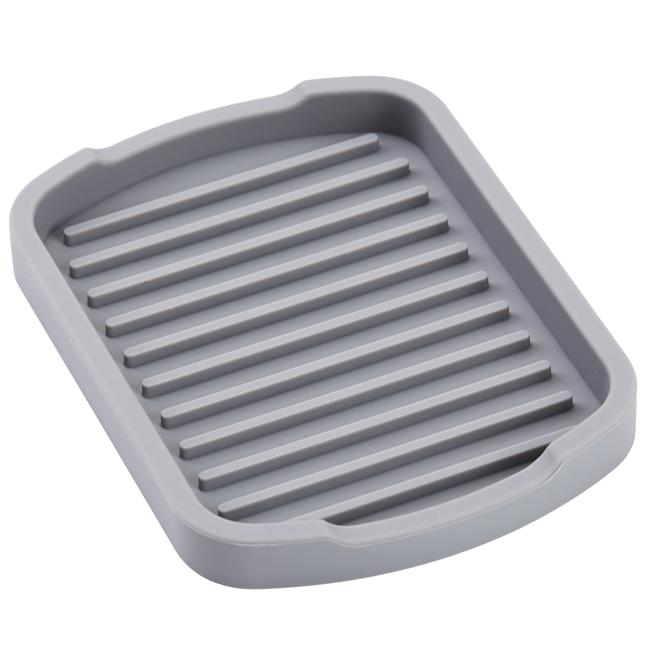 Cheer Collection Soap and Sponge Holder - Silicone Non-Slip Kitchen Counter Sink Organizer and Storage Tray, Small