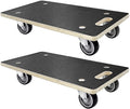 Double Rhombus 2 Pcs Wood Platform Dolly, 551 Lbs Capacity Moving Dolly Heavy Duty Furniture Dolly 4 Wheels Rectangle Multifunct