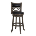 Benjara Curved Lattice Back Swivel Barstool with Leatherette Seat, Gray and Black