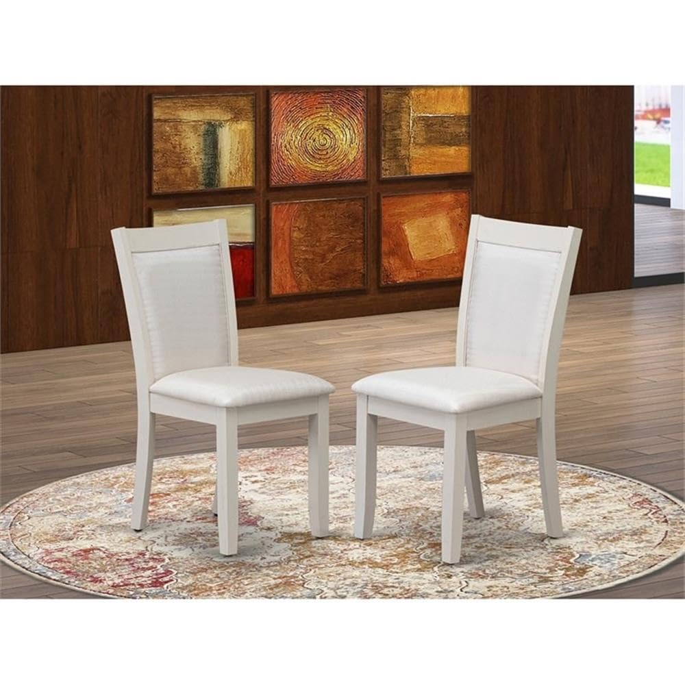 East West Furniture MZC0T01 Monza Parson Dining Chairs - Cream Linen Fabric Upholstered Chairs, Set of 2, Wirebrushed Linen White