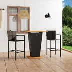 vidaXL Patio Bar Set 3 Piece Garden Outdoor Pub Balcony Backyard Terrace Bistro Dining Table Stool Chair Lounge Seat Home Furniture Black