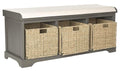 SAFAVIEH American Homes Collection Lonan Grey and White Wicker Storage Bench, 0