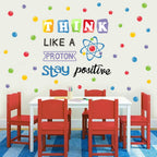 IARTTOP School Wall Decal, Stay Positive Colorful Polka Dots Wall Stickers, Inspirational Quote Sticker, Chemistry Proton Wall A