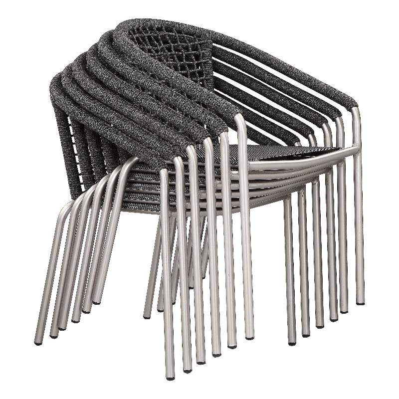 Pangea Home Chelsea 33" Modern Aluminum Dining Chairs in Slate Gray (Set of 6)