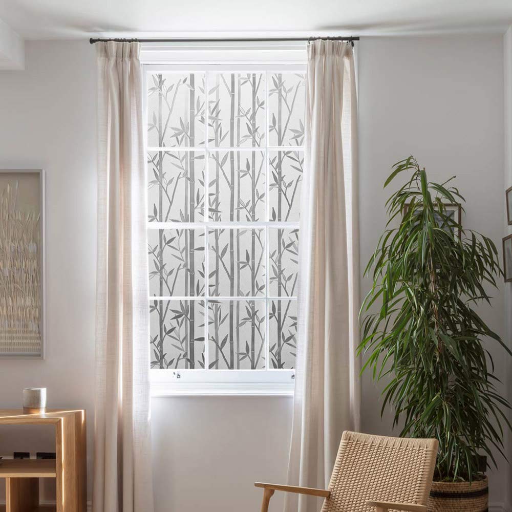 Lemon Cloud Bamboo Window Film Stained Glass Film Frosted Privacy Window Decal Decorative Window Cling No Glue Removable Window