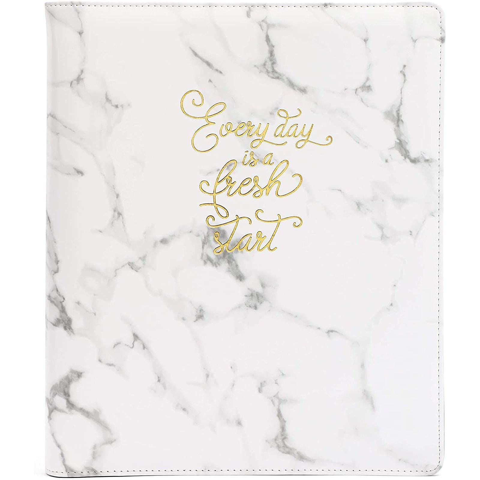Paper Junkie Marble And Gold Foil 3 Ring Binder With Pockets, Portfolio Organizer With Clipboard (10.5 X 12.5 Inches)