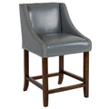 Flash Furniture Bellagio Contemporary Adjustable Height Barstool With Accent Nail Trim In Gray Leathersoft