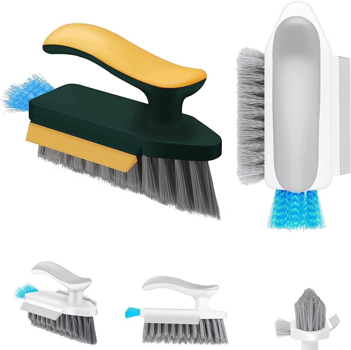 KANDPAND 4 in 1 Tile Grout Cleaner Brush with Squeegee, Gap Scrub VShape Cleaning Tools, Multifunctional Scrubbing for Floor Co