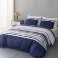 Lekesky Duvet Cover Full, 3 Pieces Blue Striped Duvet Cover Set Soft Bedding Aztec Comforter Cover Full Size With Hidden Zipper