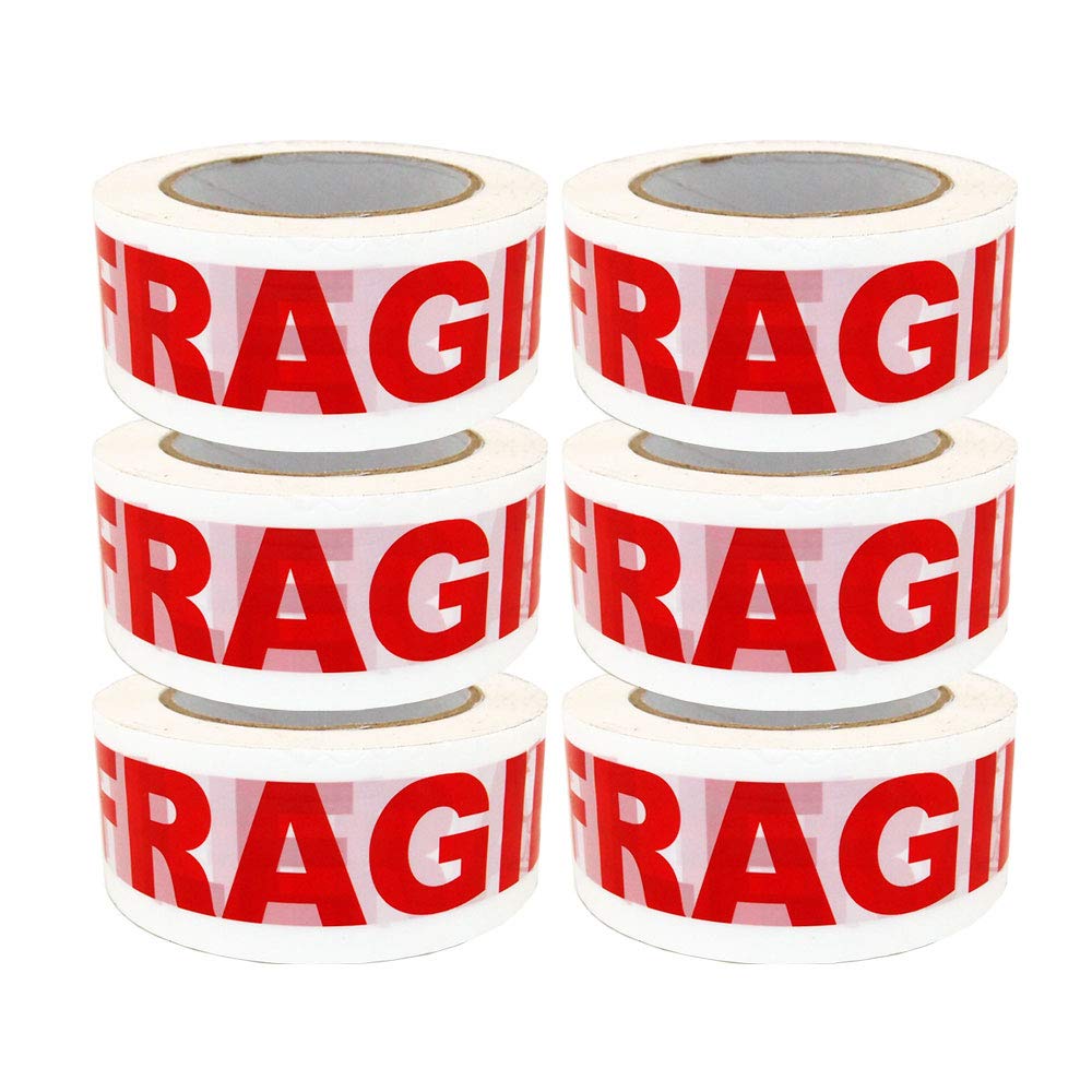 Progo Fragile Handle With Care Packing Shipping Carton Box Sealing Tape, 2 Inch X110 Yards. (6)