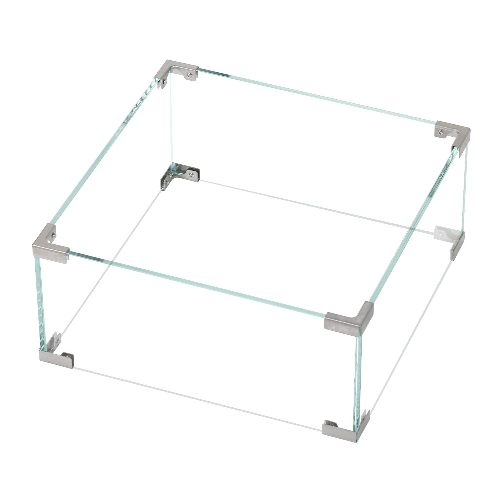 Bali Outdoors Fire Pit Wind Guard Fence 18'X 18'X 6' Square Fire Pit Screen Clear Tempered Glass Flame Guard For Propane Fire