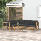 vidaXL 8 Piece Patio Lounge Set with Dark Gray Cushions Bamboo
