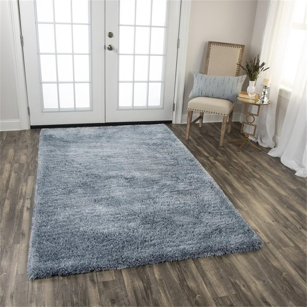 Rizzy Home Alora Decor Oregon 5'X7'6" Solid Shag Blue/Tone On Tone Tufted Area Rug