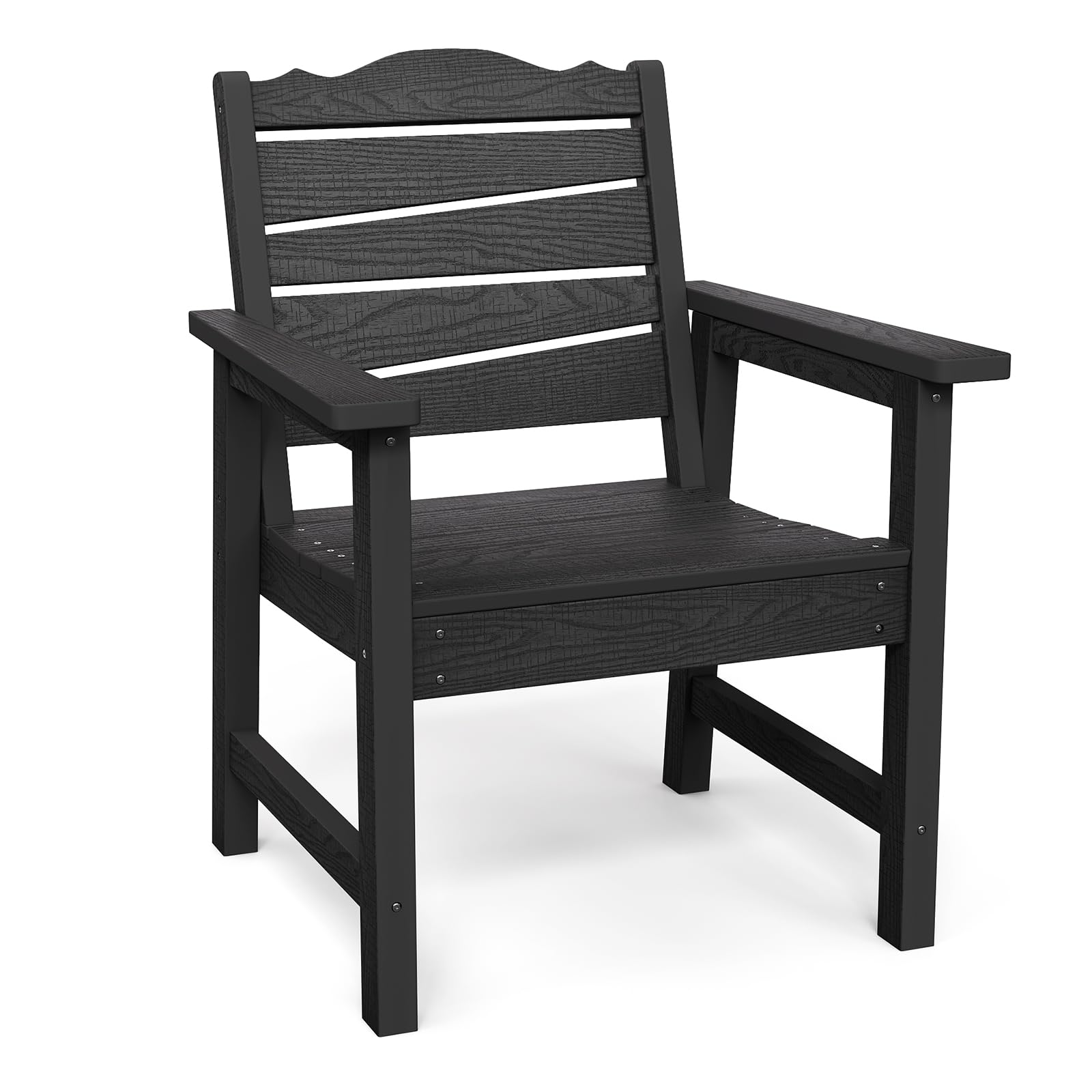 Weatherproof Patio Chair, Poly Lumber Outdoor Patio Chairs With Ergonomic Curved Seat, 400Lbs Capacity Outdoor Dining Chairs For