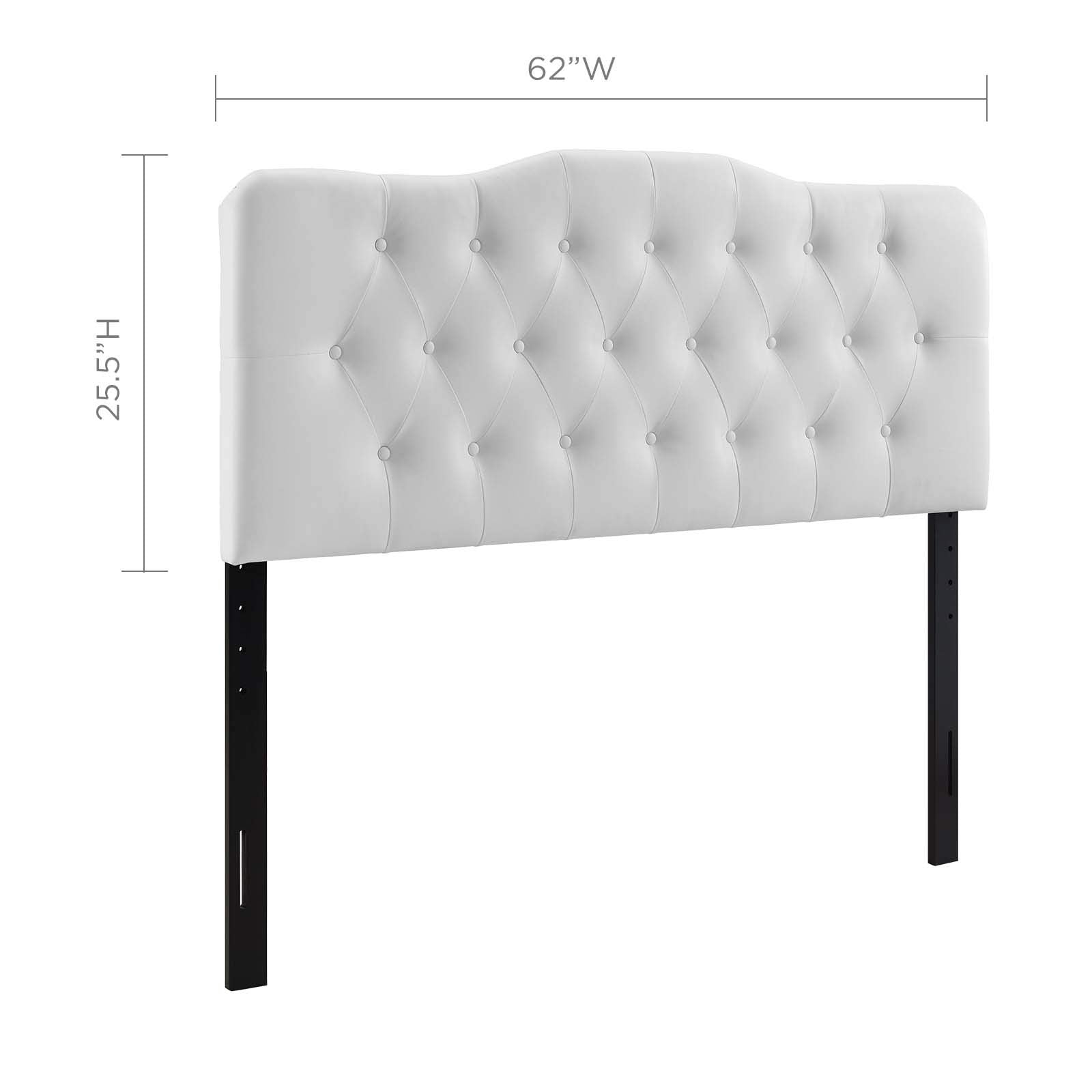 Modway Annabel Tufted Button Faux Leather Upholstered Queen Headboard in White