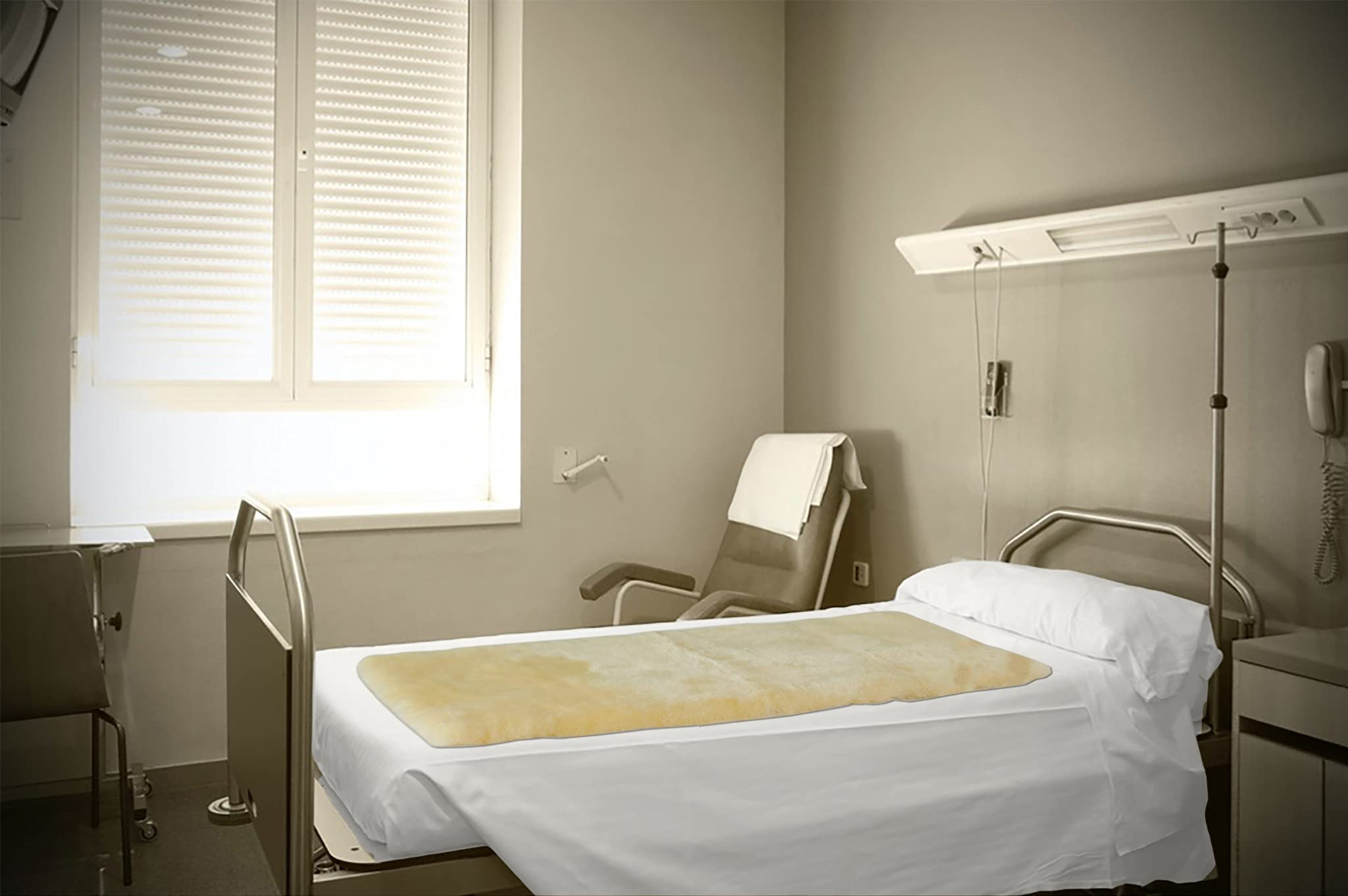 HomeRoots 2' X 5' Green Natural Off White Medical Grade Double Sheepskin Throw Blanket