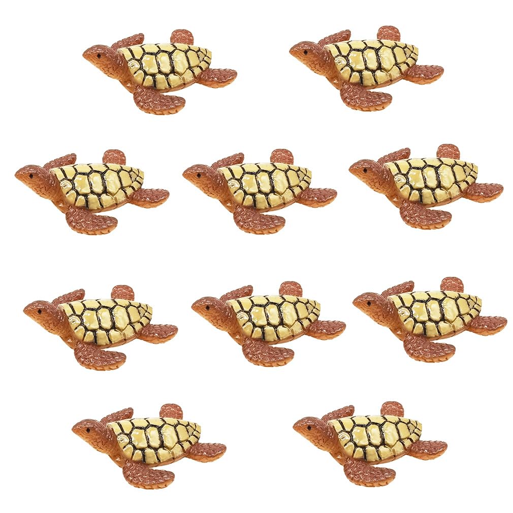 Maomia 10 Pcs Resin Beach Sea Turtle Miniature Figurines, Fish Tank Decoration Fairy Garden Dollhouse Landscape Decor Ornament