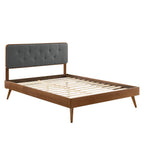 Modway Mod-6647-Wal-Cha Bridgette King Wood Platform Bed With Splayed Legs, Walnut Charcoal