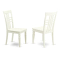 East West Furniture Logan Kitchen Dining Stylish Back Solid Wood Seat Chairs, Set of 2, Linen White