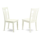 East West Furniture Logan Kitchen Dining Stylish Back Solid Wood Seat Chairs, Set of 2, Linen White