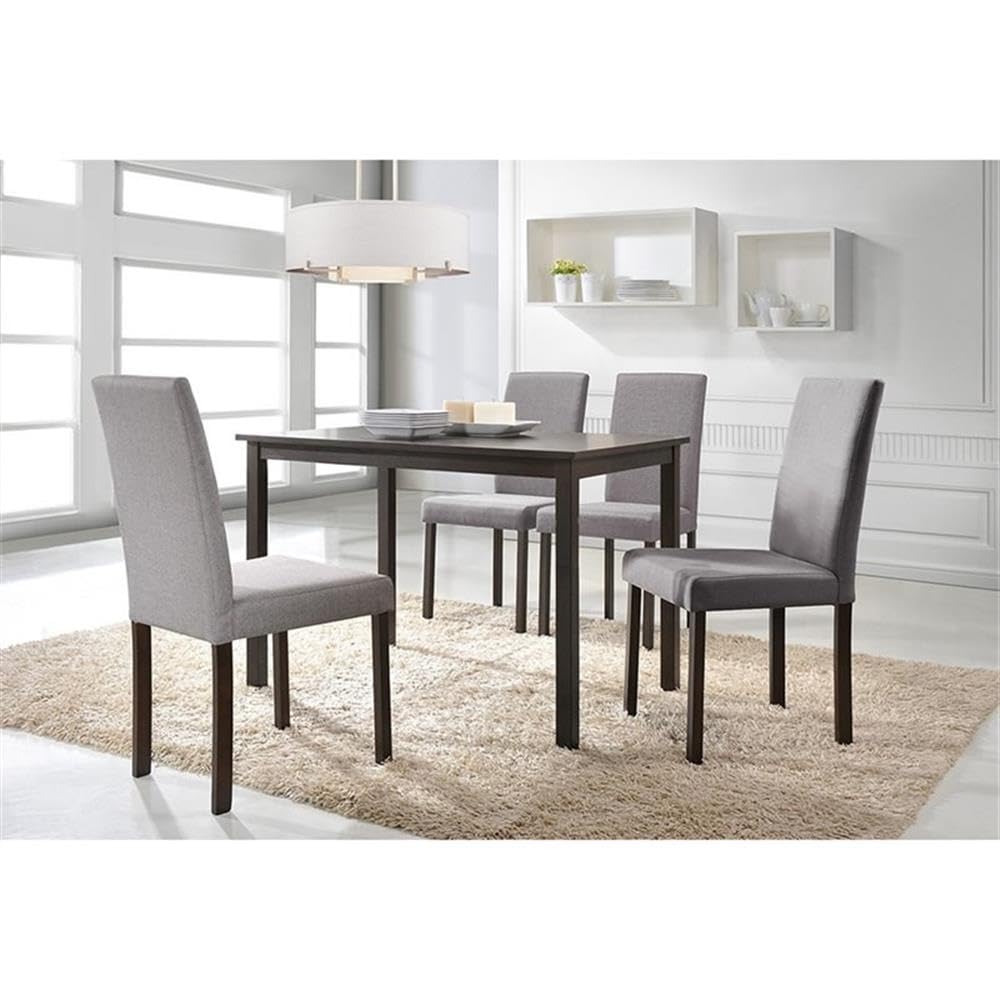 Baxton Studio Andrew Contemporary Espresso Wood and Grey Fabric Dining Chairs (Set of 2)