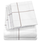 Cal King Size Bed Sheets - 6 Piece 1500 Supreme Collection Fine Brushed Microfiber Deep Pocket California King Sheet Set Bedding - 2 Extra Pillow Cases, Great Value, California King, Window Pane White