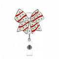 Valentines Day Badge Reel,Cute Bow Badge Reels Retractable,Green Wave Point Retractable Badge Holder With Swivel Alligator Clip,