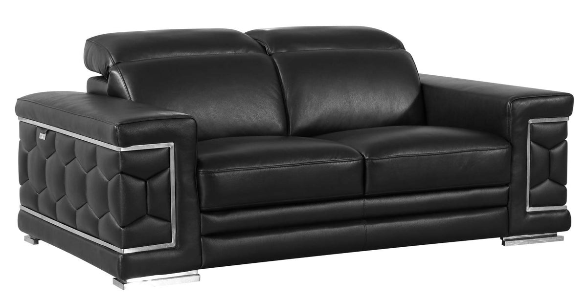 HomeRoots 71' Sturdy Black Leather Loveseat