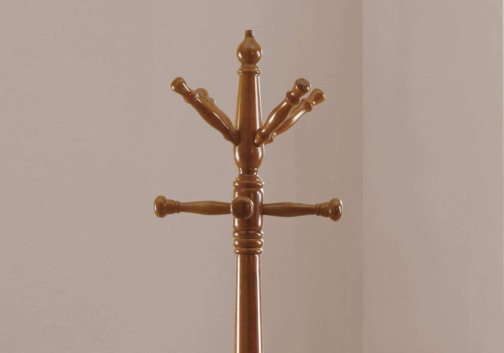 Monarch Specialties Traditional Solid Wood Coat Rack, Oak, Model: