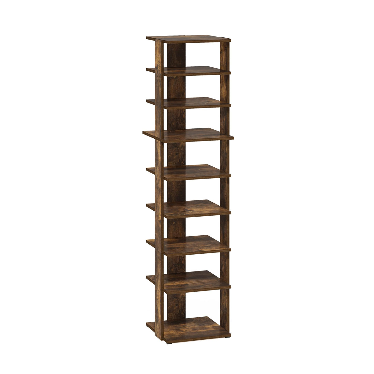 Furinno Compact 9-Tier Vertical Space Saving Free Standing Shoe Tower, Shoe Rack for Closet Entryway, Amber Pine