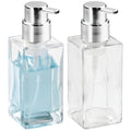 mDesign Glass Refillable Foaming Hand Soap Dispenser Modern Square Pump Bottle for Bathroom Vanities or Kitchen Sink, Countertop