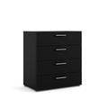 Tvilum Bedrooms, Living Areas, or Entryways, Silver Handles, Steel Brackets at Bottom 4 Drawer Chest, 15,85 in D x 26,81 in H x 