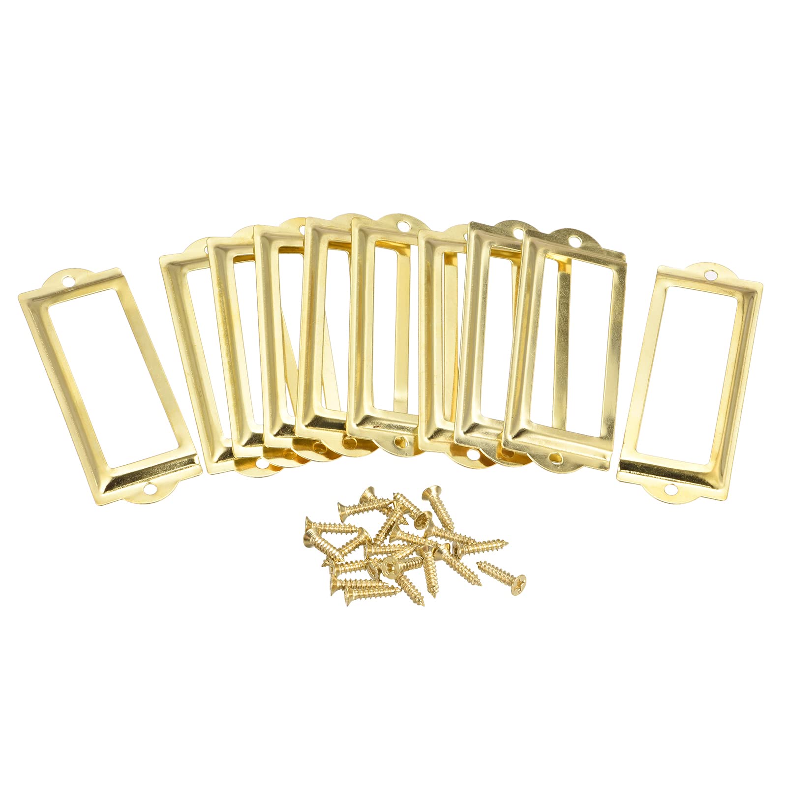 Uxcell Metal Label Holders, 83X30Mm 10Pcs File Name Card Tag Label Holder Frame For Office Library Drawer Cabinet Shelves, Gold