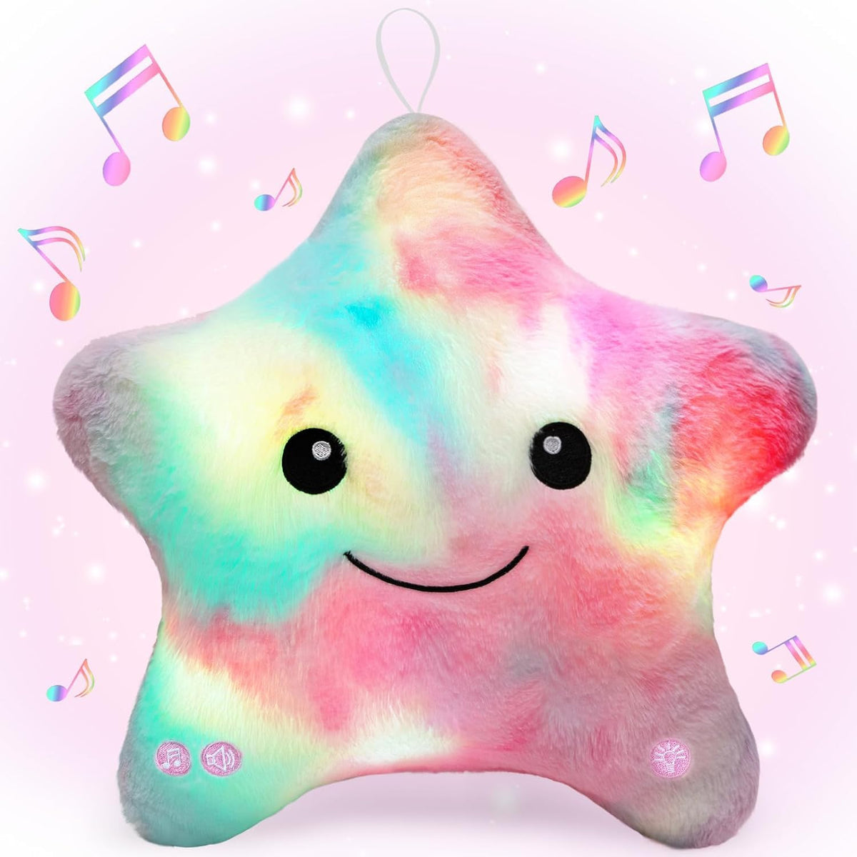 Subao Sensory Toys For Toddlers,14' Toddler Pillow With Light & Music,Plush Star Night Light For Kids Autism Sensory Products,B