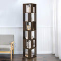 HomeSailing Wooden Rotating Bookcase Shelves Floor Freestanding for Living Room Corner, Slim 6 Tiers Unit Storage Display Rack T