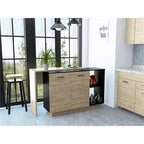 FM FURNITURE Aspen Kitchen Island with Two Exposed Shelves and One Drawer with Three divisions