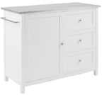 Crosley Furniture Soren Stainless Steel Top Rolling Kitchen Island Cart, Microwave Stand, Coffee Bar, White