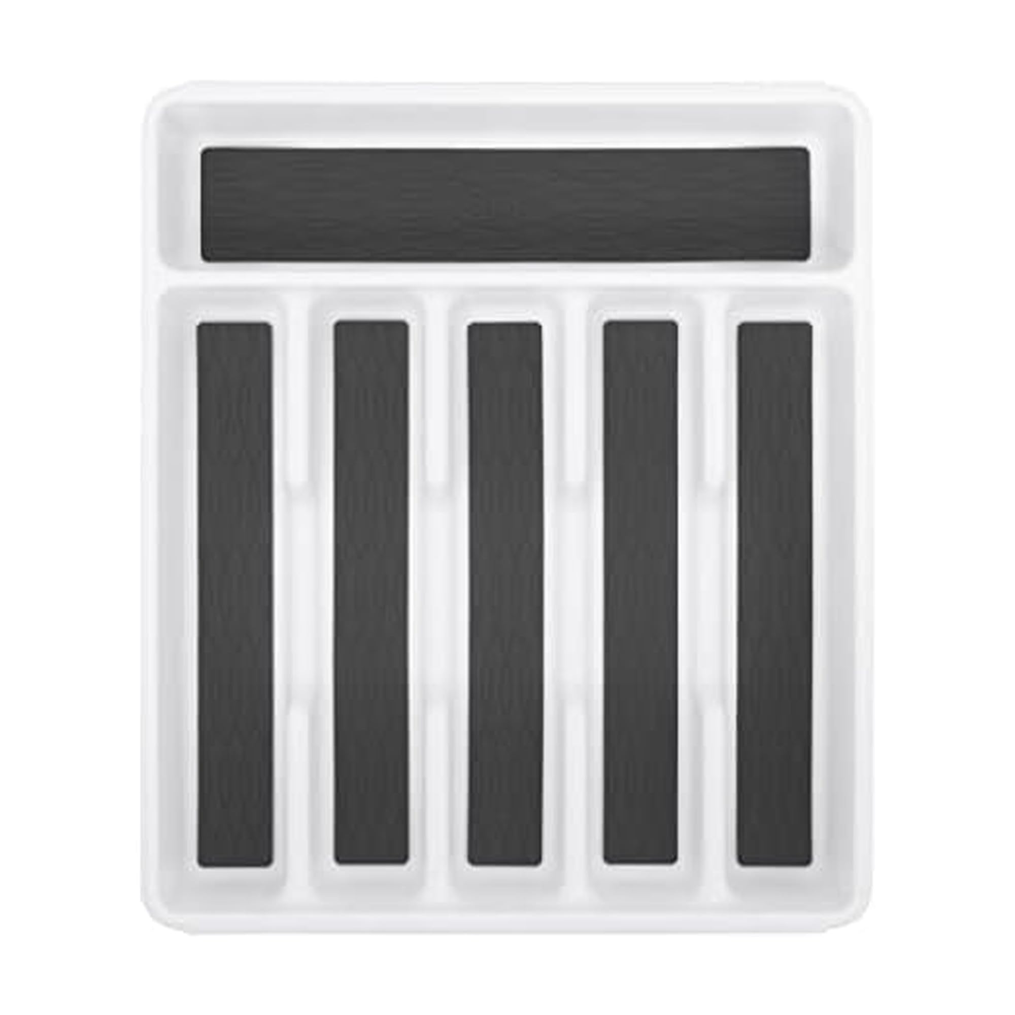 Copco Basics 6 Compartment Expandable Drawer Organizer, 15.1 x 12.9 x 2.2-Inches, White/Charcoal Gray