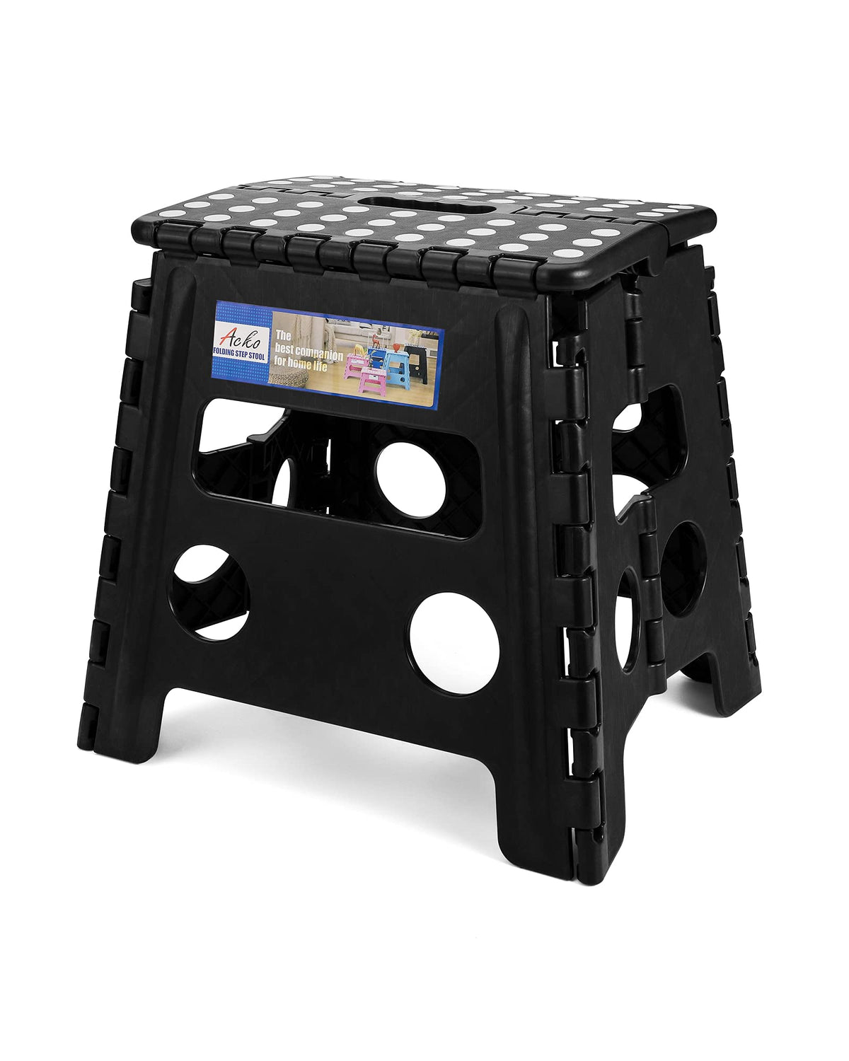 Acko Folding Step Stool 13 Inch Heavy Duty Plastic Foldable Step Stool For Kids And Adults, Small Collapsible Fold Up Stepping Stool 1 Pack
