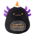 Haijunya 16 Inch Happy Birthday Axolotl Plush Pillow, Soft Black Axolotl Plushies Toy, Cute Axolotl Stuffed Animal Home Room Dec
