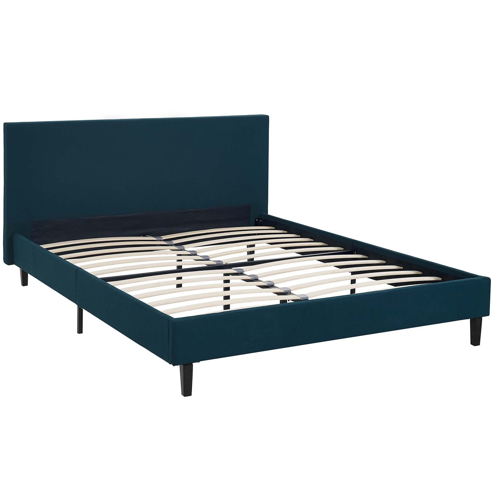 Modway Anya Upholstered Azure Full Platform Bed With Wood Slat Support