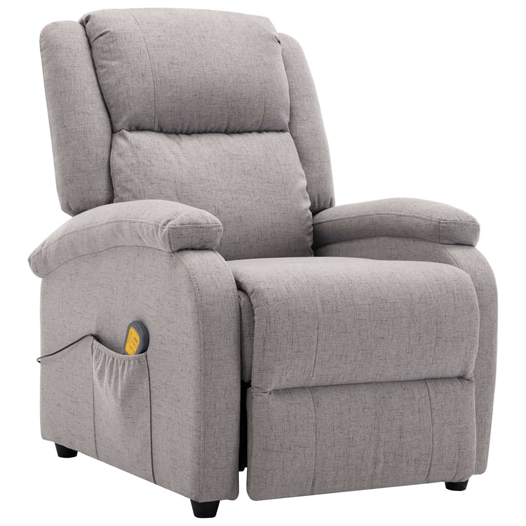 vidaXL Light Gray Fabric Massage Chair with Reclining Function and 6-Point Vibration Massage System - Ideal Seat for Living Room, Lounge and Bedroom