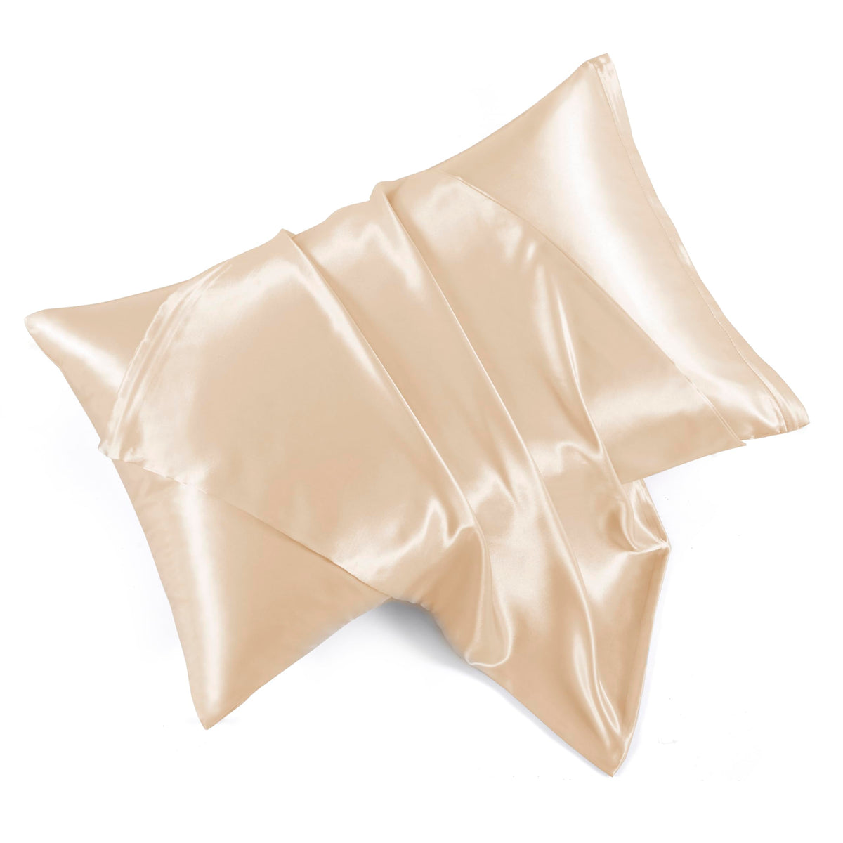 Hommxjf Champagne Satin Pillowcases With Zipper (20X30),Queen Size Pillowcases Set Of 2, Champagne Silk Pillowcase For Hair And