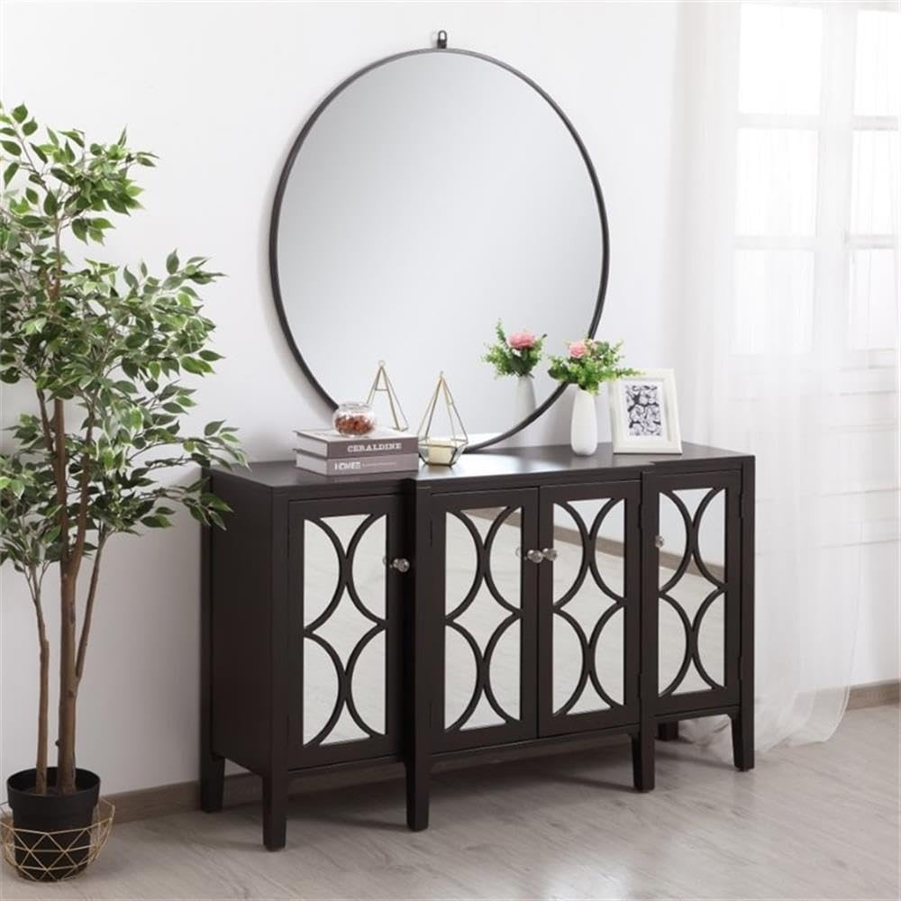 Elegant Decor Modern 4 Door 60" Accent Sideboard in Hand Painted Dark Walnut